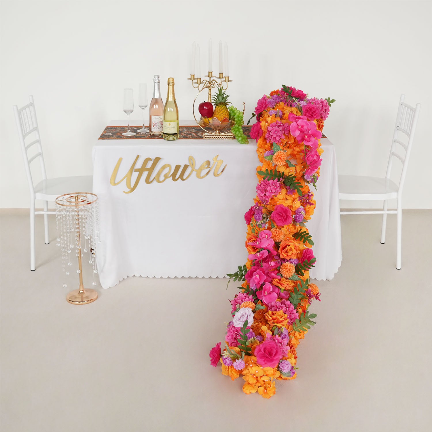 Uflower Artificial Flower Row Sofa Table Runner Floor Flower Arrangement